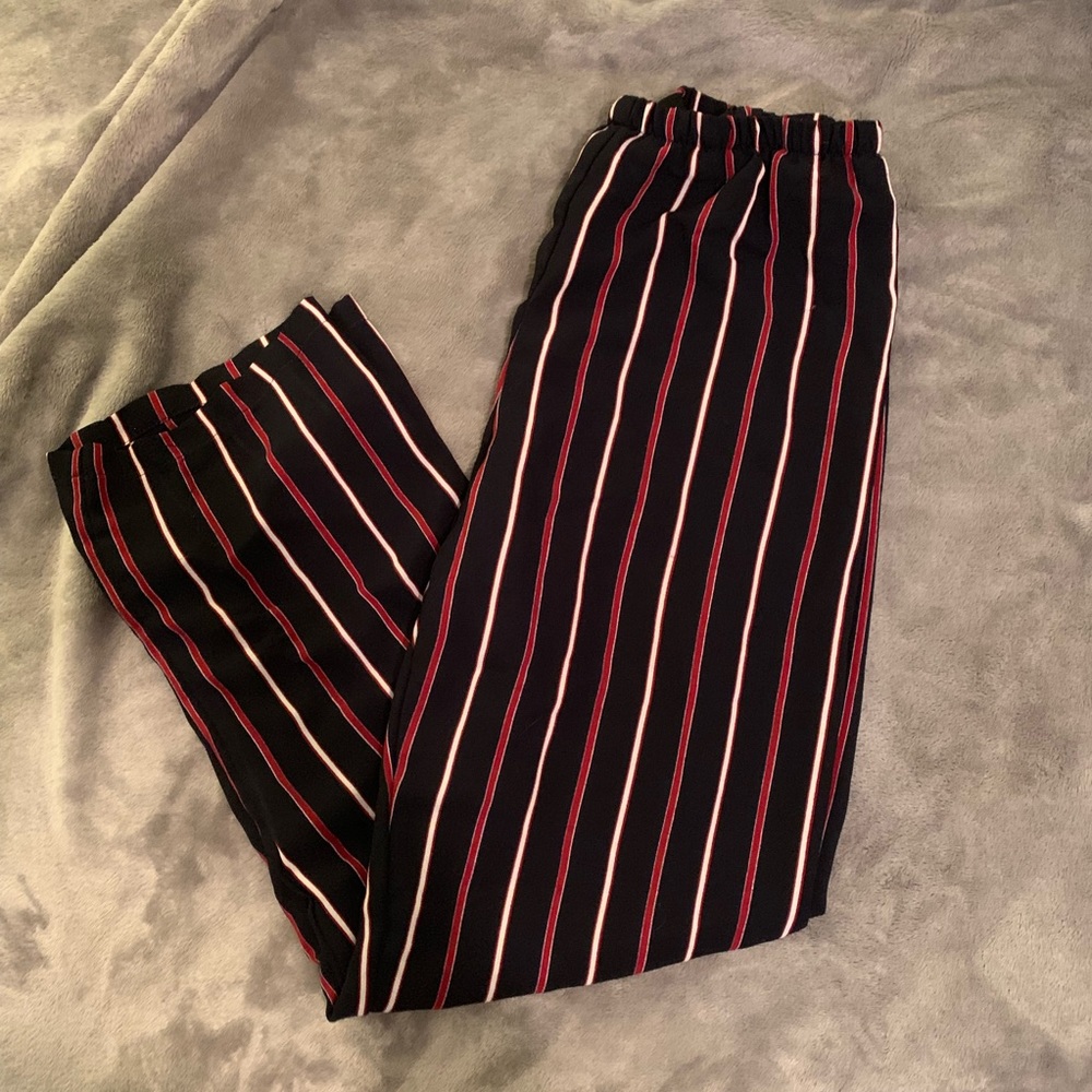 Multicolored striped wide leg pants
